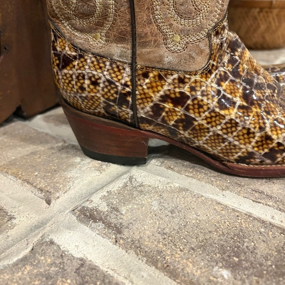 Ferrini Women’s Leather Faux Snakeskin Cowboy Boots Size 7 - Picture 7 of 14
